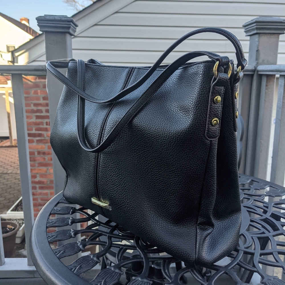 NEW Anne Klein Kickstart Double Leather Shoulder Tote Bag